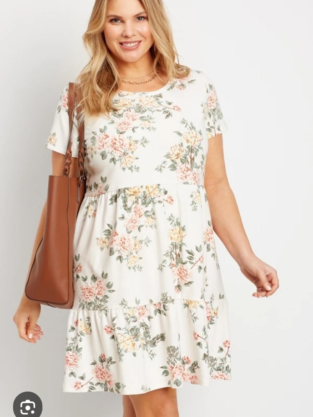 Maurices White Floral Tiered Babydoll Mini Dress XXL